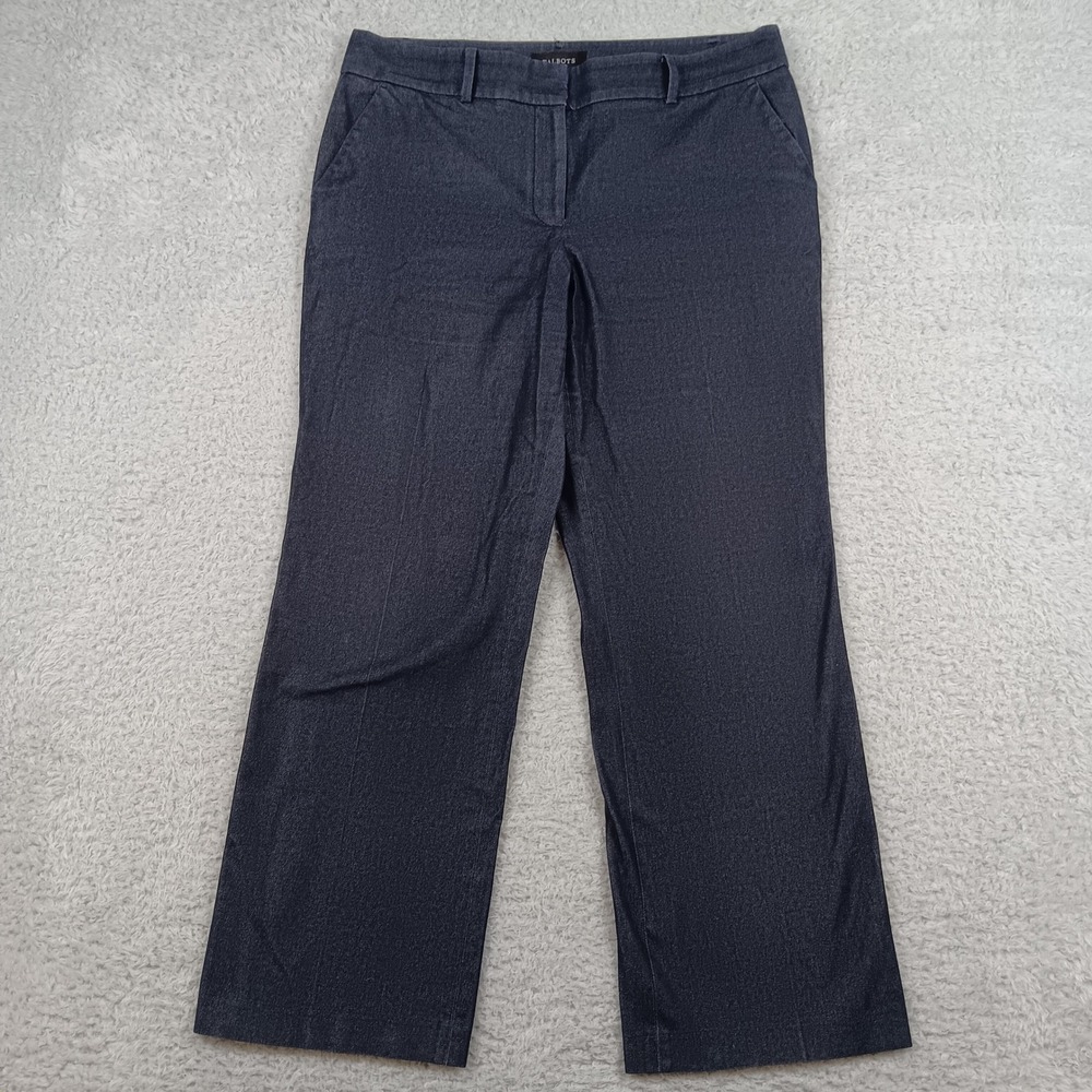 Talbots Pant Newport Curvy Women 12 Navy Blue Stretch Straight Leg ID245 08/19